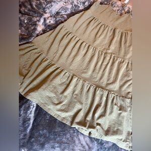Old Navy Olive Green Tiered Midi Dress